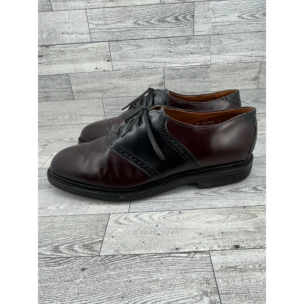 Allen Edmonds Corporate Casuals Men Sz 10 D Saddle Shoes Burgundy Black‎ Leather